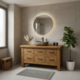 Handcrafted Soild Wood Bathroom Vanity - Farmhouse Storage Cabinet with 6 Drawers