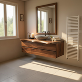 Handcrafted Solid Wood Vanity - Wide Floating Live Edge Cabinet with Drawers