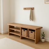 Handcrafted Solid Wood Bench – Minimalist Seating with Open Cubby Organiser