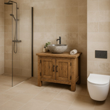 Handcrafted Soild Wood Bathroom Vanity | Compact Single Sink Cabinet Storage