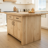 Handcrafted Solid Wood Kitchen Island with Dual Drawers and Spacious Cabinet Storage