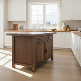 Handcrafted Solid Wood Kitchen Island with Dual Drawers and Spacious Cabinet Storage