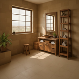 Handcrafted Solid Wood Bathroom Vanity with Live Edge Walnut Top and Double Storage Cabinets
