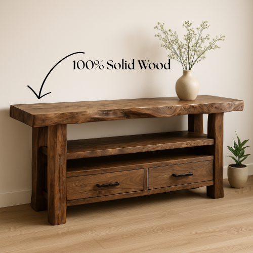 Handcrafted, Solid Wood, Console Table.