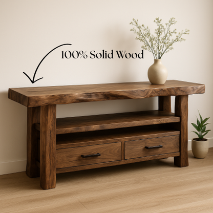 Handcrafted, Solid Wood, Console Table.