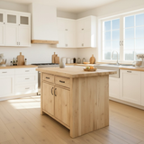 Handcrafted Solid Wood Kitchen Island with Dual Drawers and Spacious Cabinet Storage