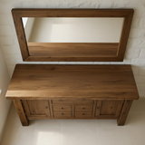 Handcrafted Solid Wood Bathroom Vanity - Live Edge Top, Cabinets, Drawers & Vessel Sink Base