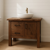 Handcrafted Solid Wood Bathroom Vanity - Live Edge Cabinet with Storage