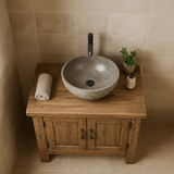 Handcrafted Soild Wood Bathroom Vanity | Compact Single Sink Cabinet Storage
