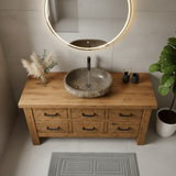 Handcrafted Soild Wood Bathroom Vanity - Farmhouse Storage Cabinet with 6 Drawers