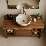 Handcrafted Solid Wood Single Vanity - Rustic Walnut Live Edge Bathroom Console