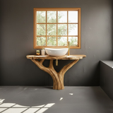 Handcrafted Solid Wood Bathroom Vanity - Unique Live Edge Tree Root Console