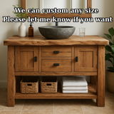 Handcrafted Solid Wood Bathroom Vanity - Cabinet & Drawer Storage