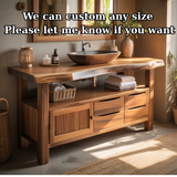 Handcrafted Solid Wood Live Edge Bathroom Vanity - Drawer, Cabinet & Open Storage