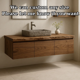 Handcrafted Solid Wood Floating Vanity - 3-Drawer Live Edge Walnut for Vessel Sink