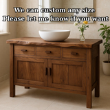 Handcrafted Solid Wood Bathroom Vanity - Live Edge Top, 3 Drawers & Double Door Cabinet