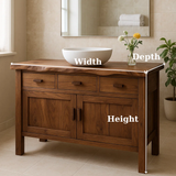 Handcrafted Solid Wood Bathroom Vanity - Live Edge Top, 3 Drawers & Double Door Cabinet