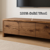 Handcrafted Solid Wood TV Stand - Live Edge Walnut with 3 Seamless Drawers