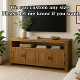 Handcrafted Solid Wood TV Stand - Rustic 4-Door Media Console with Storage Shelf