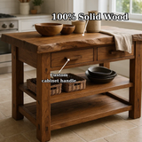 Handcrafted Solid Wood Kitchen Island - Rustic Dining & Prep Table with Storage