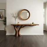 Handcrafted Solid Wood Entryway Console Table with Organic Branch Design