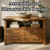 Handcrafted Solid Wood Bathroom Vanity with Live Edge Walnut Top and 4 Storage Drawers