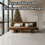 Handcrafted Solid Walnut Sofa – Rustic Live Edge Wood Couch with Minimalist Design for Holiday Decor