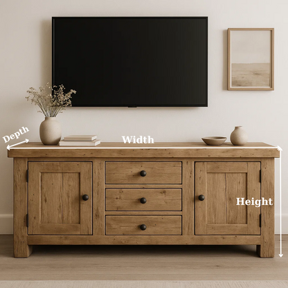 Handcrafted Solid Wood TV Stand - Rustic Oak Farmhouse Media Console Furniture
