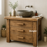 Handcrafted Solid Wood Rustic Bathroom Vanity - 3 Drawer Storage
