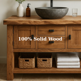 Handcrafted Solid Wood Bathroom Vanity - Cabinet & Drawer Storage