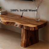 Handcrafted Solid Wood TV Stand - Live Edge Slab Rustic Modern Media Console