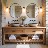 Handcrafted Solid Wood Double Bathroom Vanity - Farmhouse Storage Design