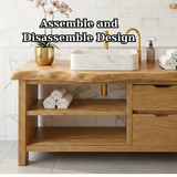 Handcrafted Solid Wood Live Edge Vanity - Drawer & Open Shelf Storage