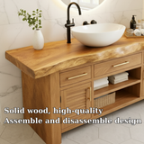 Handcrafted Solid Wood Live Edge Bathroom Vanity - Rustic Storage Cabinet