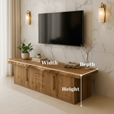 Handcrafted Solid Wood TV Stand - Live Edge Top Modern Storage Console with Drawers