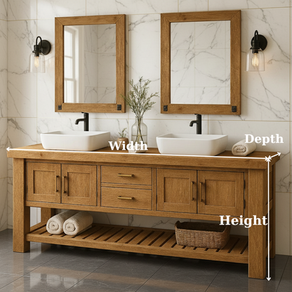 Handcrafted Solid Wood Double Bathroom Vanity - Rustic Farmstand