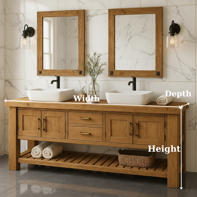 Handcrafted Solid Wood Double Bathroom Vanity - Rustic Farmstand