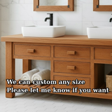 Handcrafted Solid Wood Double Bathroom Vanity - Modern Storage Washstand