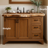 Handcrafted Solid Wood Single Sink Bathroom Vanity - Rustic Live Edge Cabinet with Drawer Storage