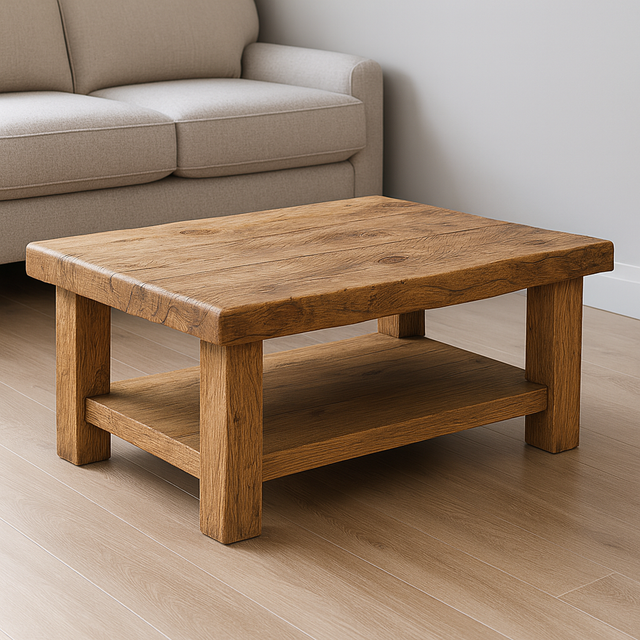 Handmade Solid Wood Living Room Table - Rustic Wood Coffee Table - Wood Coffee Table
