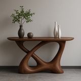 Handcrafted Solid Wood Sculptural Console Table – Twisted Flowform Organic Design for Modern Interiors