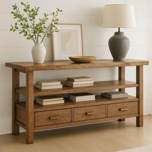 Handcrafted Solid Wood Console Table – Modern Rustic Elegance