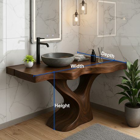 Handcrafted Solid Wood Bathroom Vanity – Modern Organic Sculptural Twist Design