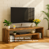 Handcrafted Solid Wood TV Stand – Modern Minimalist Media Console with Open Shelves and Natural Warm Finish