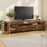 Handcrafted Solid Wood TV Stand – Modern Rustic Media Console with Drawers and Open Shelf in Natural Warm Finish