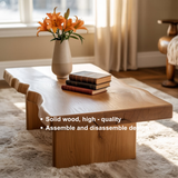 Handcrafted Solid Wood Coffee Table with Deep Live Edge – Minimalist Japanese Zen Center Table for Modern Organic Interiors