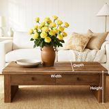 Handcrafted Solid Wood Coffee Table – Rustic Farmhouse Center Table with Drawers, Minimal Design for Elegant Living Room