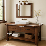 Handcrafted Solid Wood Bathroom Vanity with Live Edge Top and Double Drawer Storage