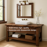 Handcrafted Solid Wood Bathroom Vanity with Live Edge Top and Double Drawer Storage