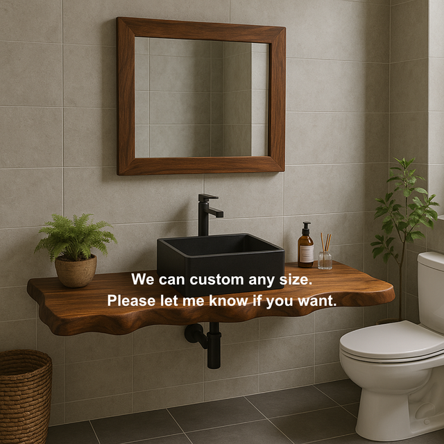 Handcrafted Solid Wood Floating Vanity with Organic Sculpted Live Edge Detailing